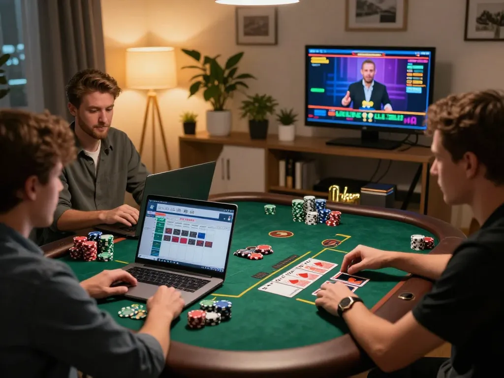Players enjoying VMAX LINK on laptops engaged in live casino gameplay, showcasing interactive betting.