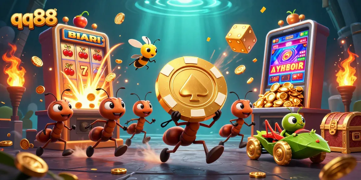 Experience thrilling action in qq88 with a cartoon heist led by ants and a grasshopper driver.