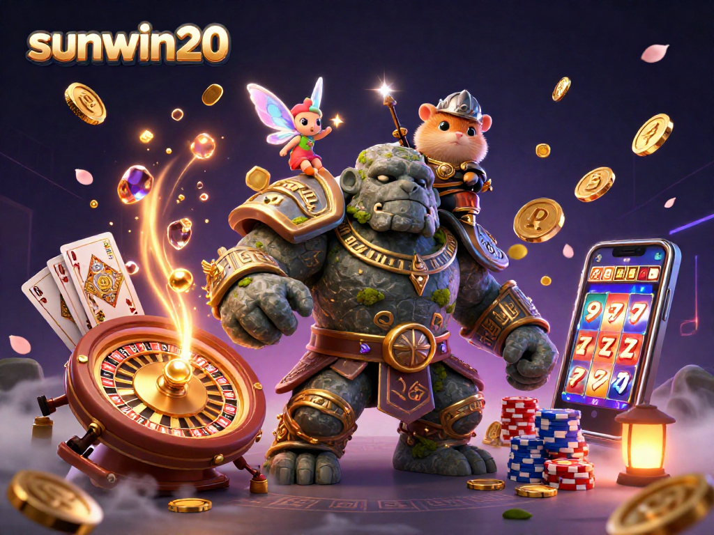 Experience the excitement of sunwin20 with magical characters in a vibrant casino scene.