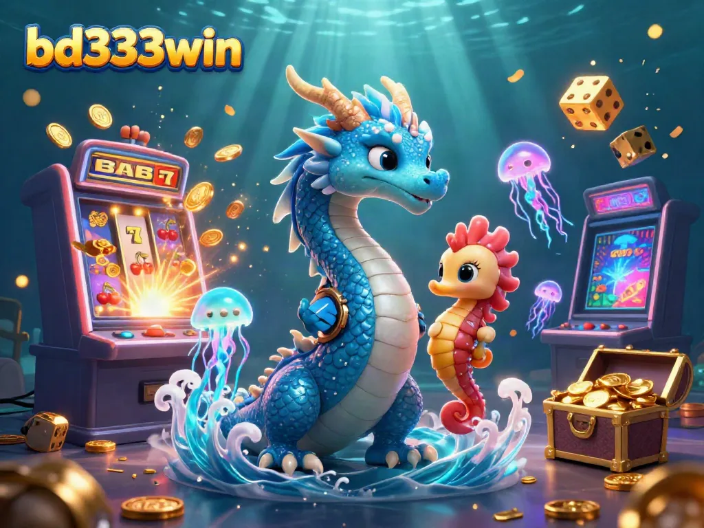 Spin the reels and claim prizes at bd333win, featuring a thrilling 3D underwater casino scene.