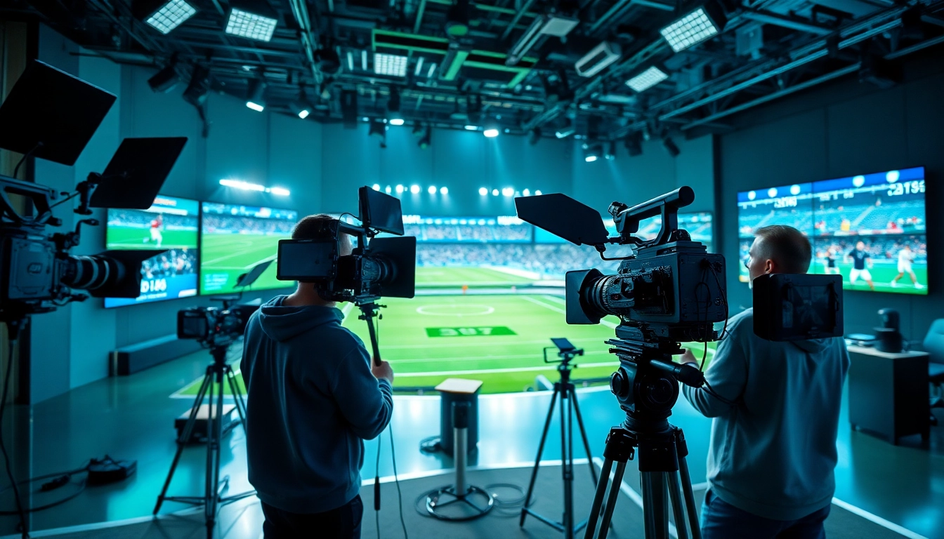 Showcasing dynamic sports broadcasting setup featuring top-notch equipment in action.