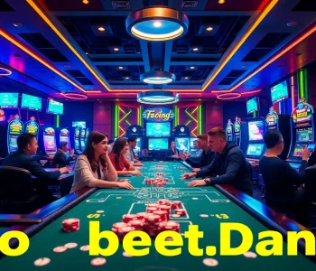Exciting online gaming scene at sbobet.dance with vibrant players enjoying poker and slot machines.