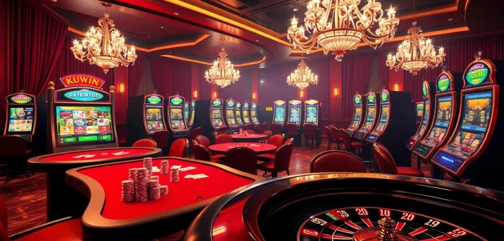 High-stakes casino excitement with KUWIN poker tables and vibrant gaming options.
